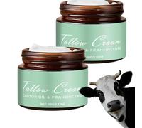 Beef Tallow Balm with Frankincense and Castor Oil, 100% Grass Fed Tallow for Skin Care, Face & Body Moisturizer for Hydrating & Nourishing, Sensitive & Dry Skin, Natural Anti Aging Cream (2pcs)