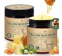 Beef Tallow Cream, 2PCS Beef Tallow and Honey Balm Skin Care with Frankincense Oil Castor Oil Balm,100% Grass-Fed Beef Tallow for Skin Care