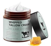 Beef Tallow for Skin Care, Tallow and Honey Balm, Grass Fed Whipped-Tallow Face Cream, Face-Moisturizer, Deep Hydration for Face & Body, 120g