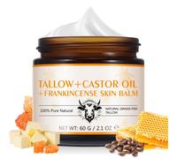 Beef Tallow Frankincese Balm for Face/Body, 100% Grass-Fed Tallow&Castor Oil Moisturizer Cream for Deeply Hydrating, Anti-Aging,Lifting&Firming, 2.1Oz