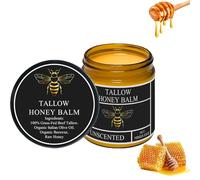 Beef Tallow Honey Balm, Grass-Fed Beef Tallow Balm with Raw Honey, Beef Tallow for Skin Care, Moisturizing Cream for Soft, Smooth Skin, Deeply Hydrating Dry Skin, Natural Moisturizer (100g, Unscented)