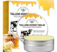 Beef Tallow Honey Balm, Grass-Fed Beef Tallow for Skin | 100% Natural Tallow Moisturizer for Deep Nourishment, Anti-Aging Care for Dry & Sensitive Skin, Face, Body & Hands