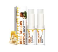 Beef Tallow Lip Balm, Natural Grass Fed Beef Tallow & Honey Chapstick, Rich Vitamins, Long Lasting Hydrating & Nourishing Tallow Balm Lip Care, Soothes Chapped Dry Sensitive Lips - 2 Pack
