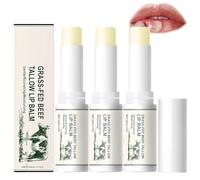 Beef Tallow Lip Balm, Organic Grass Fed Beef Tallow, Natural Beef Tallow Moisturizing Tallow Lip Balm with Beeswax, Nourishing&Soothing (3pcs)