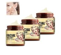 Beef Tallow Skin Care, Beef Tallow Moisturiser, 4.23oz Tallow And Honey Balm, Hydrating Face Balm, Beef Tallow Face Balm Skincare For Skin Pure Cream Tallow Honey Cream For Face And Body (3pcs)