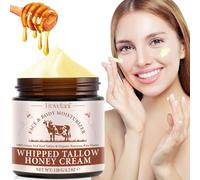 Beef Tallow Skin Care, Natural Beef Tallow Moisturizer, Beef Tallow and Honey Balm for Face, Hydrating Tallow Balm with Raw Honey, Grass-Fed Whipped Beef Tallow for Skin (120g)