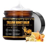 Beef Tallow Skin Care, Natural Organic Grass-Fed Whipped Beef Tallow and Honey Balm, Moisturising Cream for Soft, Natural Honey Nourishing Moisturizer, Deep Hydration for Face & Body