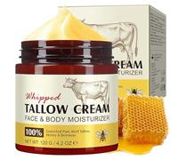 Beef Tallow Skincare Moisturizer, Beef Tallow Honey Skin Care, 100% Grass-Fed Beef Tallow Face Cream Whipped Balm, Deep Hydration for Dry & Aging Skin, 120g