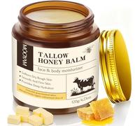 Beef Tallow Skincare, Tallow and Honey Balm Face Body, Beef Tallow Face Cream, Organic Beef Tallow Moisturizer, Whipped Beef Tallow Balm, Grass Fed Beef Tallow for Skin Care 3.2 Oz