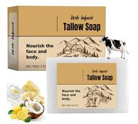 Beef Tallow Soap Bar for Skin, Handmade Natural Organic Tallow Soap Bar, Deep Cleaning Face and Body Soaps for Dry & Sensitive Skin, Moisturizing, Brighten Skin Tone, Shrink Pores