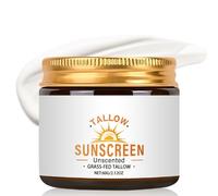 Beef Tallow Sunscreen Spf 30 - Natural Mineral Sun Cream with 100% Grass Fed Tallow - Unscented Tallow Suncream for Face & Body - Reef Safe Sunblock - Non Greasy Sun Protection for Outdoor Travel
