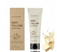 Beef Tallow Sunscreen SPF 30,Organic Sun Cream for Skincare, Non Greasy Natural Sunscreen for Face & Body,Moisturising Sunscreen SPF 30 Face Moisturiser,Water-Resistant Sun Cream,57g