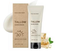 Beef Tallow Sunscreen SPF 30, SPF 30 Non Toxic Zinc Oxide Sunblock, Natural Mineral Sun Cream for Face & Body, Reef Safe, Waterproof, Non Greasy and Moisturising Suncream for Summer Outdoor Travel (1)