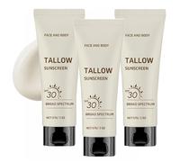 Beef Tallow Sunscreen SPF 30, SPF 30 Non Toxic Zinc Oxide Sunblock, Natural Mineral Sun Cream for Face & Body, Reef Safe, Waterproof, Non Greasy and Moisturising Suncream for Summer Outdoor Travel (3)