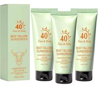 Beef Tallow Sunscreen SPF 40 for Face, Reef Safe Sunscreen Travel Size, Natural Organic Non-Greasy Lightweight Formula for Women & Men, Hydrating & Water Resistant, Gentle for All Skin Types (3PC)