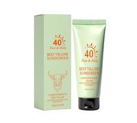 Beef Tallow Sunscreen SPF 40, Reef Safe Sun Protection Natural Sun Cream For Face & Body, Deep Hydration & Non-Greasy Formula For Women & Men, Moisturising Suncream For Summer Outdoor Travel (1PC)