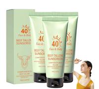 Beef Tallow Sunscreen SPF 50,Beef Tallow Sunscreen for Face and Body,Sweat & Water Resistant, Non-Greasy Moisturising Sun Cream,Sunscreens for All Skin Type (3PCS)