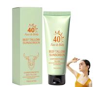 Beef Tallow Sunscreen SPF 50,Beef Tallow Sunscreen for Face and Body,Sweat & Water Resistant, Non-Greasy Moisturising Sun Cream,Sunscreens for All Skin Type (1PCS)