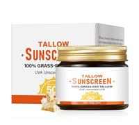 Beef Tallow Sunscreen SPF 50, Deep Nourishment Grass-Fed Tallow Cream with Broad Spectrum UV Protection, SPF 50 Moisturizer Organic Sun Cream for Face & Body, Unscented Hydration