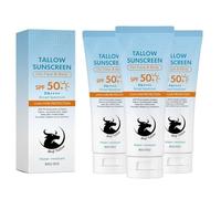 Beef Tallow Sunscreen SPF 50, Travel Size Organic Natural Beef Tallow Sunblock, Lightweight Formula, Non-Greasy & Instant Protection, for Face, Body and Skin - Women and Men (3PC)