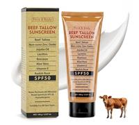 Beef Tallow Sunscreen SPF 50 with Zinc Oxide,Mineral Suncream, UVA/UVB Protection Sun Block, Waterproof Sweatproof Non-Greasy Formula for Face Body Sport Outdoor Beach, 3.5 OZ