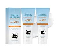 Beef Tallow Sunscreen with Zinc Oxide, Whipped Beef Tallow Balm, Organic Beef Tallow for Skin, Anti-Ageing and Anti-Wrinkle, Fast Absorbing Lightweight Cream for Sensitive Skin (2Pc)