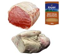 Beef Topside & Beef Cod Fat 1kg with Rajah Seasoning | Halal Premium Combo for BBQ, Roasting & Traditional Dishes | Tender, Juicy & Flavorful Pack