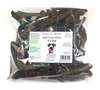 Beef Tripe Sticks for Dogs (1kg refill bag) by Britten and James. A 100% Natural Dog Treat - Reduces Tartar and Bad Breath - Good for Teeth and Gums