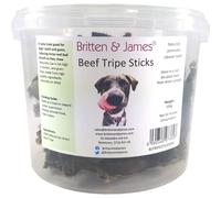 Beef Tripe Sticks for Dogs (500g tub) by Britten and James. A 100% Natural Dog Treat - Reduces Tartar and Bad Breath - Good for Teeth and Gums