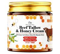 Beef Whipped Tallow & Honey Cream: Deeply Hydrating Nourishing & Soothing for face Soft 4OZ