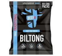 BEEFit Biltong Beef Jerky - Healthy High Protein Snacks, Gluten Free and Keto Friendly Snack - Perfect for On-the-Go or Fitness Enthusiasts, 30g (Pack of 10)
