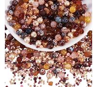 BEEFLYING 1 Pack Assorted Glass Crystal Beads for Jewelry Making - 8mm Beads for DIY Bracelet, Necklace, Phone Lanyard, Crafts Accessories (Light Brown)