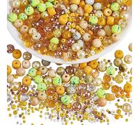 BEEFLYING 1 Pack Assorted Glass Crystal Beads for Jewelry Making - 8mm Beads for DIY Bracelet, Necklace, Phone Lanyard, Crafts Accessories (Yellow)