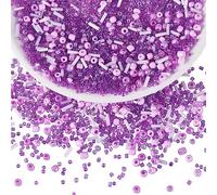BEEFLYING 1 Pack Assorted Glass Seed and Bugle Beads 1.5-4.5mm Tube Loose Spacer for DIY Jewelry Bracelet Necklace Earring Making (Purple)