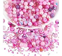 BEEFLYING 1 Pack Assorted Pink Glass Crystal Beads (8MM) for Jewelry Making, DIY Crafts & Accessories