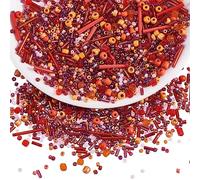BEEFLYING 1 Pack Glass Seed and Bugle Beads 1.5-4.5mm Tube Loose Spacer for DIY Jewelry Bracelet Necklace Earring Making (Red)