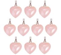 BEEFLYING 10 Pcs Natural Gemstone Heart Pendant Charms Rose Quartz Charms Healing Stone Pendants for Jewelry Making Crafts Supplies