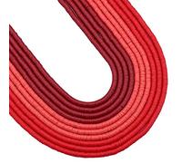 BEEFLYING 10 Strands 3 Color 6mm Flat Round Eco-Friendly Polymer Clay Bead Strand Colorful Disc Heishi Bead Cylinder Clay Bead for DIY Hawaiian Craft Jewelry Necklace Bracelet Making (Red Themed)