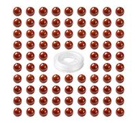 BEEFLYING 100 Pcs 8mm Red Jasper Round Beads Natural Smooth Round Beads with Elastic Crystal Thread for Jewelry Bracelet Necklace Making
