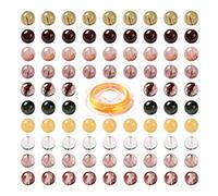 BEEFLYING 100 Pcs 8mm Round Natural Rutilated Quartz Beads Mixed Color Round Loose Beads for DIY Stretch Bracelets Kits Making