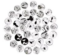 BEEFLYING 100 Pcs Half Round Cat Glass Cabochons Retro Black and White Picture Glass Cabochons 25mm Printed Glass Cabochons for Cameo Photo Pendant Jewelry Making
