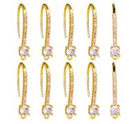 BEEFLYING 10pairs Cubic Zirconia Earring Wire Real 18K Gold Plated Leverback Brass Earrings Hooks for Women Girls DIY Jewelry Making