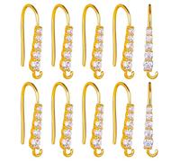 BEEFLYING 10pairs Cubic Zirconia Earring Wire Real 18K Gold Plated Leverback Brass Earrings Hooks for Women Girls DIY Jewelry Making