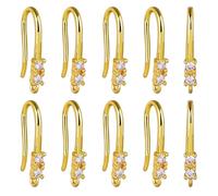 BEEFLYING 10pairs Cubic Zirconia Earring Wire Real 18K Gold Plated Leverback Brass Earrings Hooks for Women Girls DIY Jewelry Making