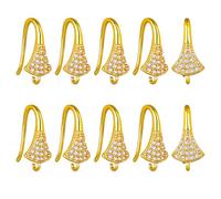 BEEFLYING 10pairs Cubic Zirconia Earring Wire Real 18K Gold Plated Leverback Brass Earrings Hooks for Women Girls DIY Jewelry Making