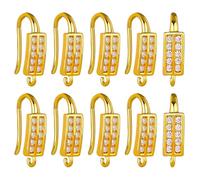 BEEFLYING 10pairs Cubic Zirconia Earring Wire Real 18K Gold Plated Leverback Brass Stud Earrings Findings for Women Girls DIY Jewelry Making