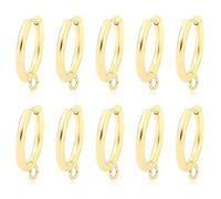 BEEFLYING 10pcs 201 Stainless Steel Huggie Earring Hoops 18 Gauge Real 24K Gold Plated Earring Hooks for DIY Earring Jewelry Making(B)
