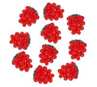 BEEFLYING 10Pcs Handmade Red Lampwork Glass Grape Beads for Jewelry Making, Glass Lampwork Fruit Beads for Earring Bracelet Necklace Pendant Charms