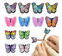 BEEFLYING 12 Pcs Butterfly Knitting Needle Stoppers Fit Size 2-2.5mm Silicone Knitting Needle Point Protectors Stitch Stoppers for Knit Craft Sewing Quilting Pencil Sharp Ends