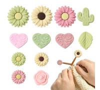 BEEFLYING 12 Pcs Heart And Flower Knitting Needle Stoppers Fit Size 2-2.5mm Silicone Knitting Needle Point Protectors Stitch Stoppers for Knit Craft Sewing Quilting Pencil Sharp Ends